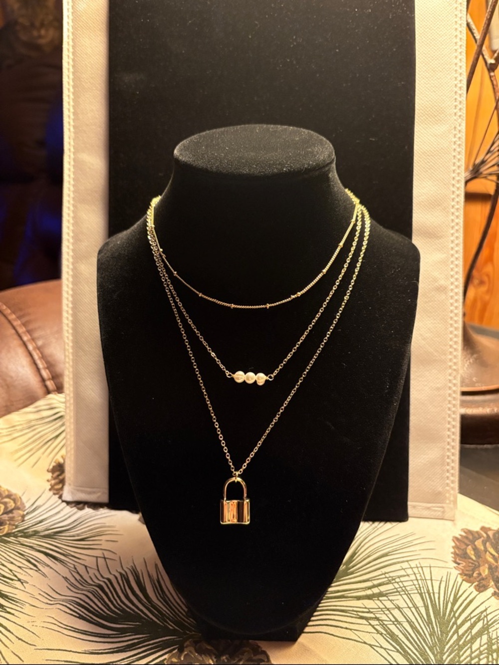Gold Layered Lock Pendant Necklace - Women Jewelry